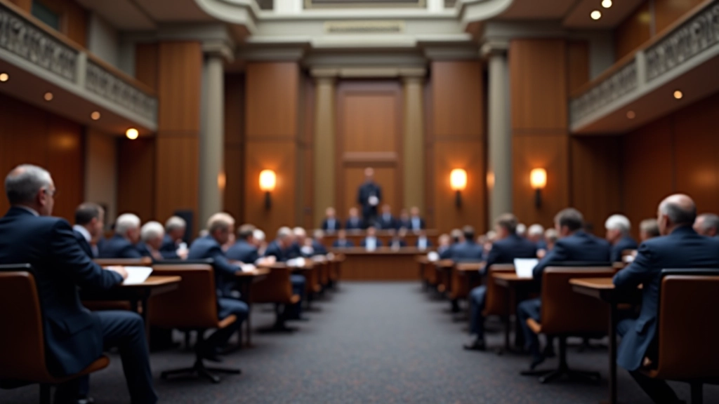 Photo d'une chambre parlementaire moderne avec députés en session, représentant le débat démographique au niveau politique