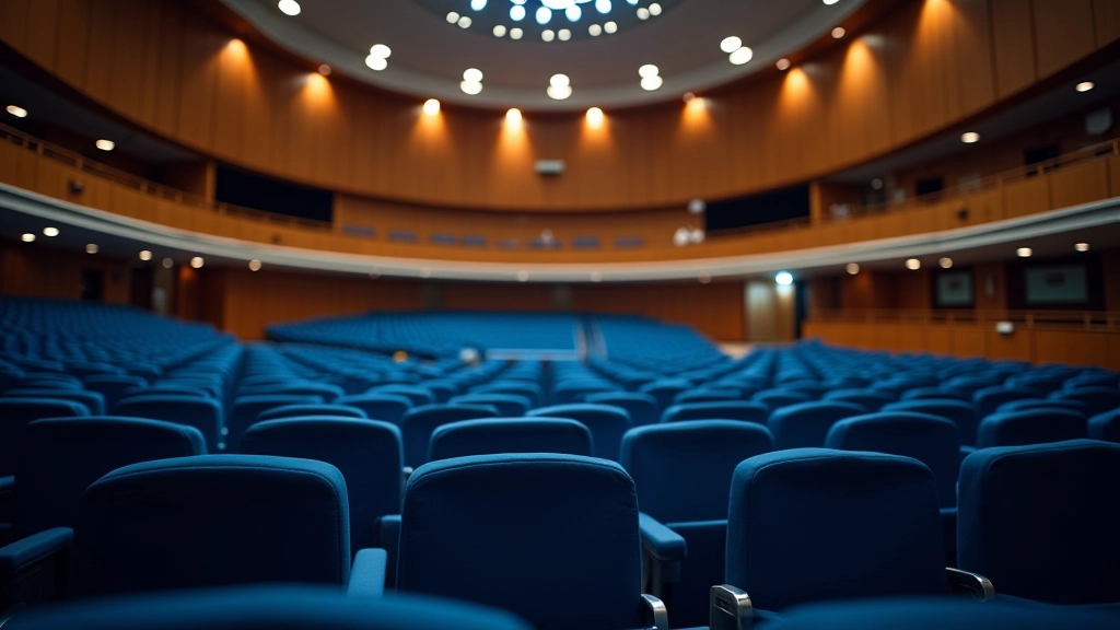 Assemblée nationale française avec sièges bleus, espace de débat politique et législation