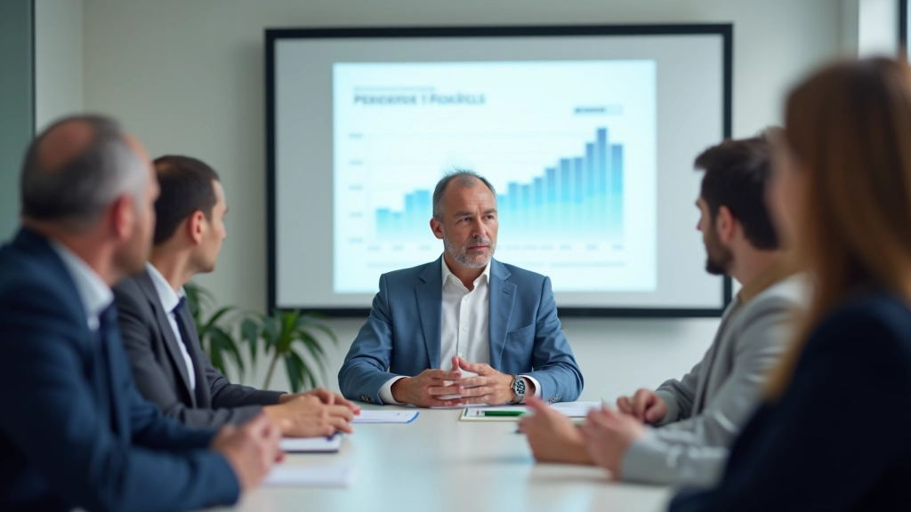 Réunion d'équipe autour d'une table avec graphiques démographiques